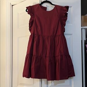 English Factory Deep Red Tiered Dress